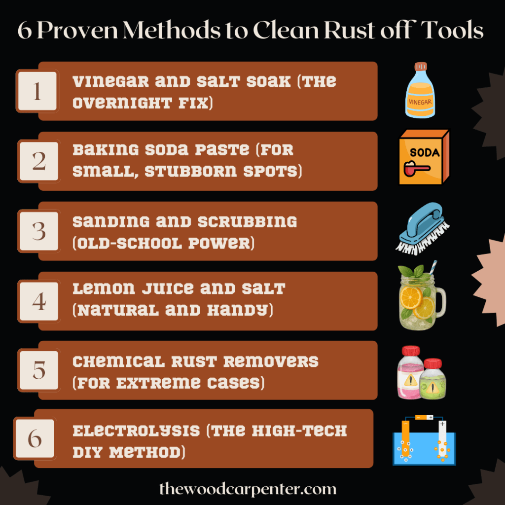 how to clean rust off metal tools
