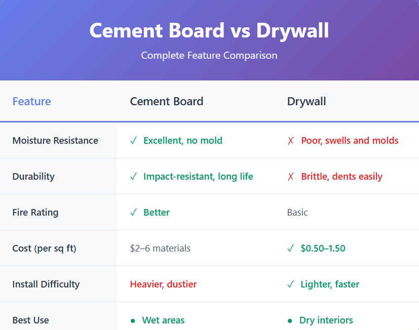 Truth About Cement Boards: Pros, Uses, and Mistakes to Avoid 2 Cement Board vs. Drywall: Head-to-Head