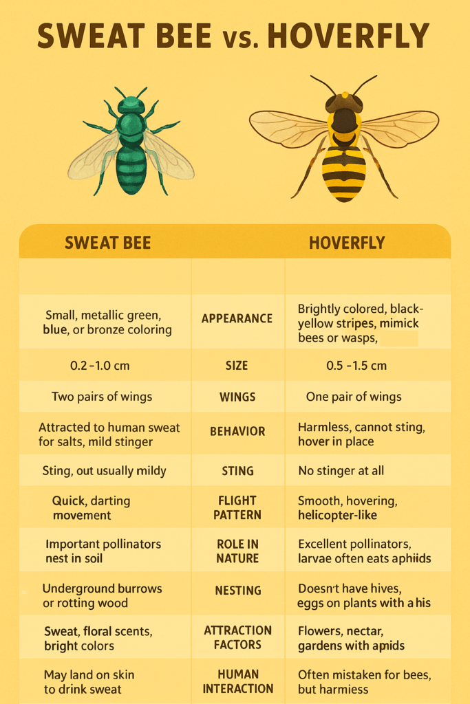 Sweat bee vs Hoverfly