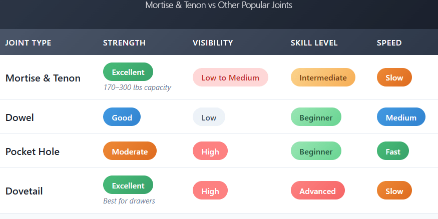 Why Mortise and Tenon Is the Strongest Wood Joint Ever 2 Mortise and Tenon vs Other Joints