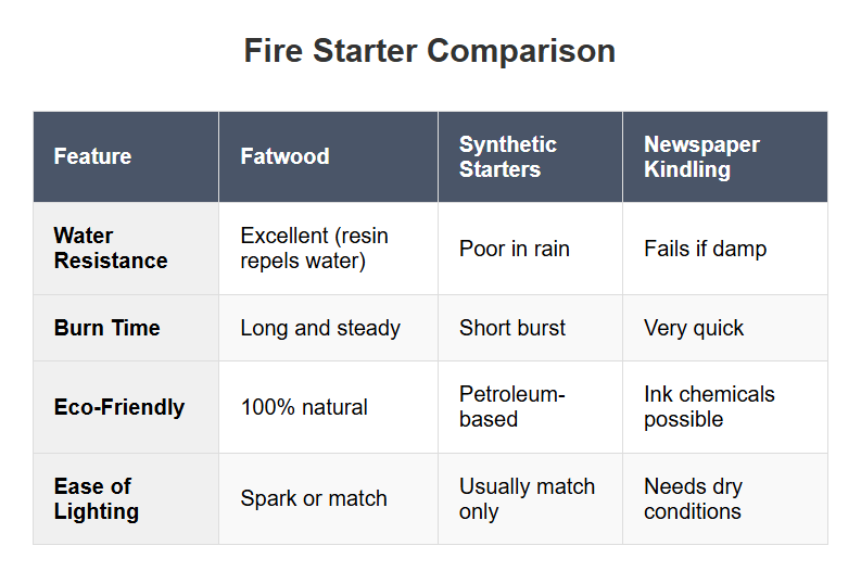 Why Fatwood Is the Ultimate Fire Starter 2 Why Fatwood Burns So Well and comparison