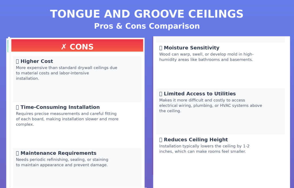 Tongue and Groove Ceilings: Pros, Cons, Are They Worth It? 3 Cons of Tongue and Groove Ceilings