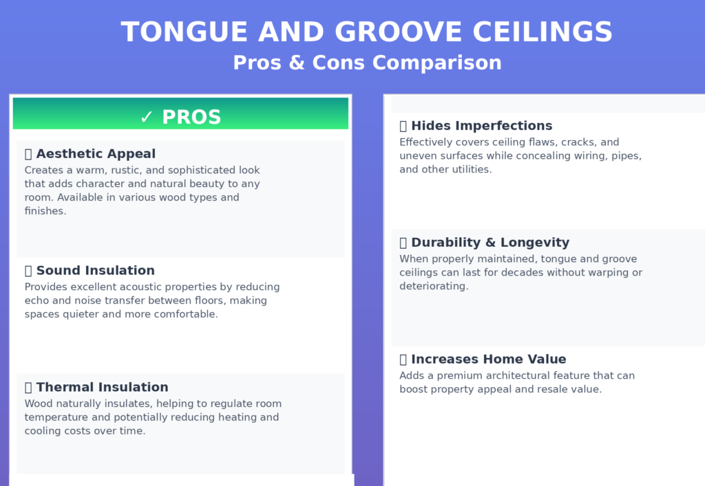 Tongue and Groove Ceilings: Pros, Cons, Are They Worth It? 2 Pros of Tongue and Groove Ceilings