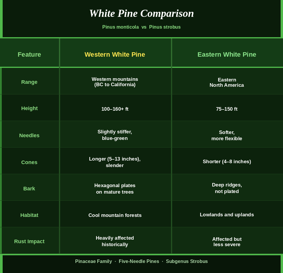 Western White Pine: The Forgotten King of Forests 3 Western White Pine vs Eastern White Pine