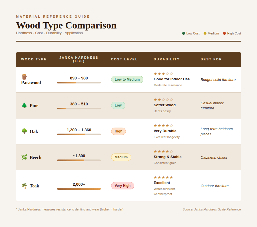 Why Parawood Is Smarter Than Expensive Wood ? 3 Parawood Compared to Other Woods