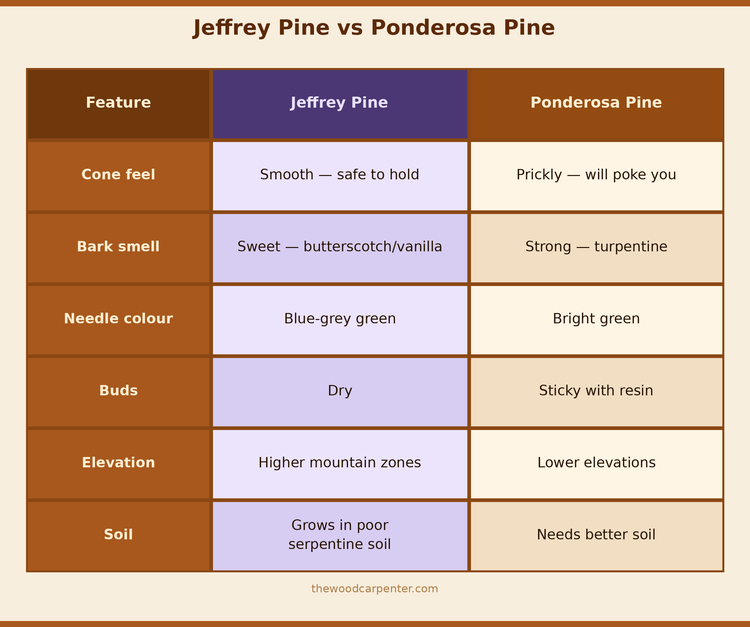 Jeffrey Pine: The Tree That Smells Like Butterscotch 3 Jeffrey Pine vs Ponderosa Pine