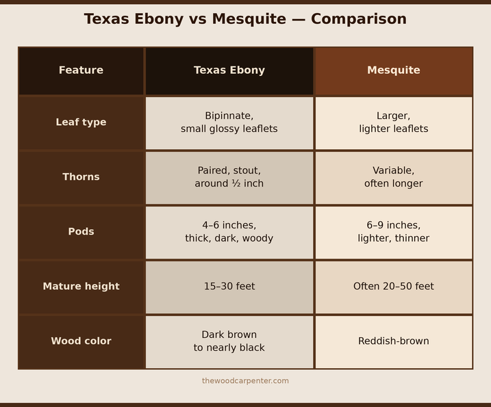 Texas Ebony Tree Secrets: Why This Native Tree Is So Tough 2 Texas Ebony vs mesquite